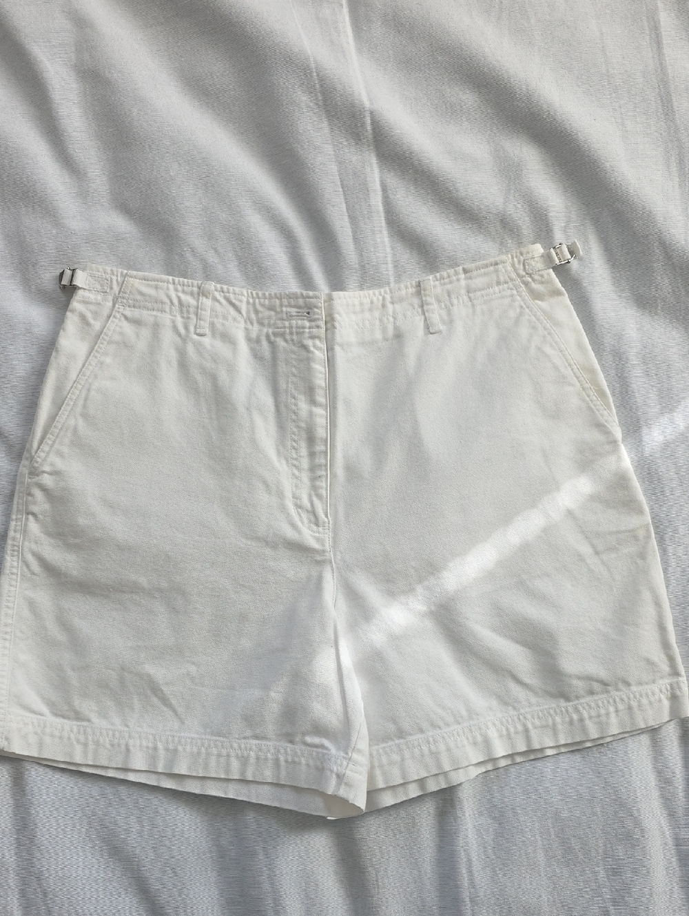 Ralph Lauren White Jean Shorts with adjustable waist detail, Size 12
